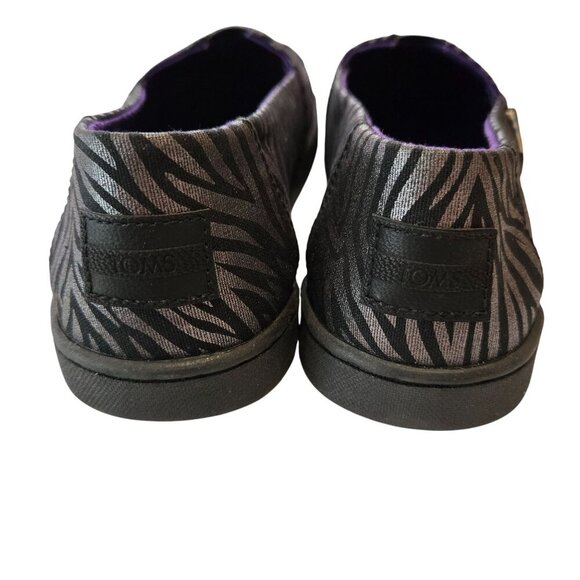 Toms Alpargata Zebra Slip-On‎ Shoes Y4 Black Silver Metallic Canvas Casual Flat - Picture 8 of 10